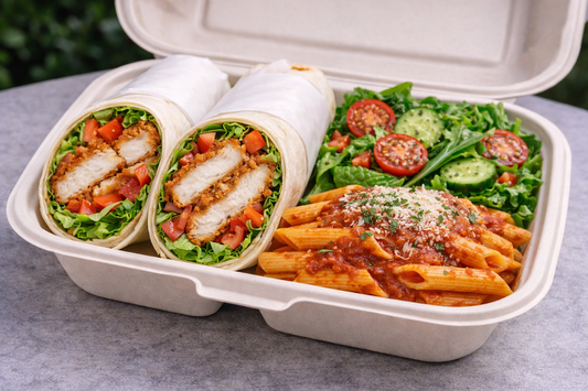 Chicken Schnitzel Wrap and Pasta Meal Box